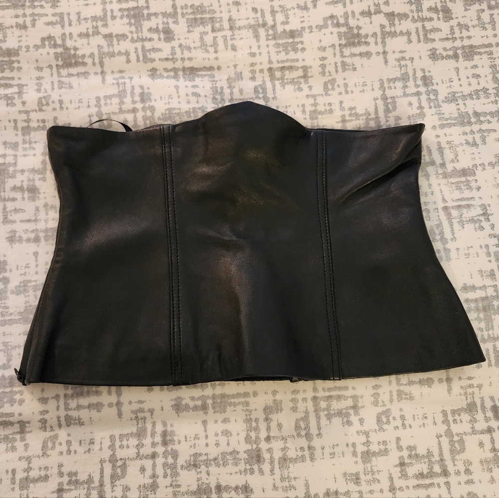 Zara Black Leather Bustier Top